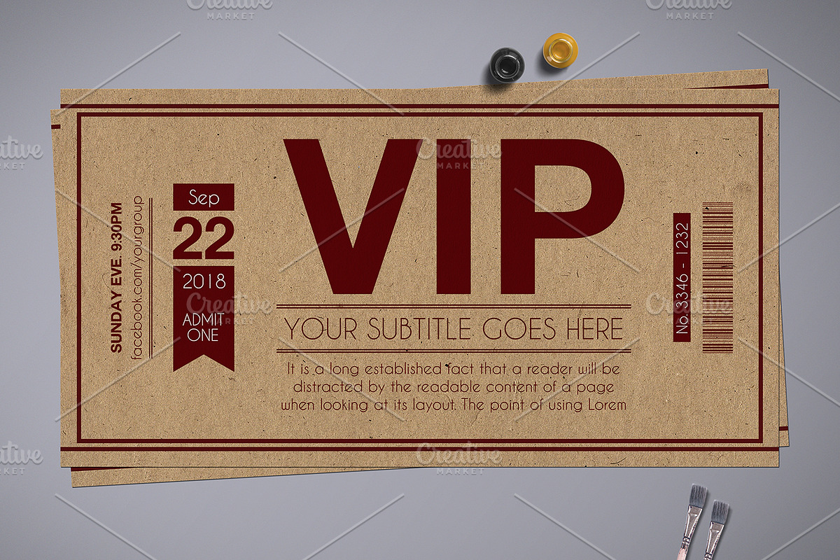 Multipurpose Retro VIP Pass Card 01, a Card Template by Tzochko (Photo 5 of 5)