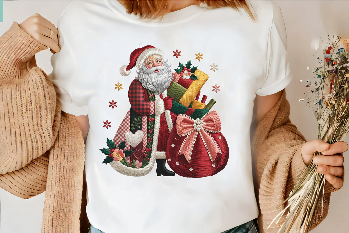 Faux Embroidery Santa with Sack of G, an Illustration by CrexoraLab (Photo 3 of 4)