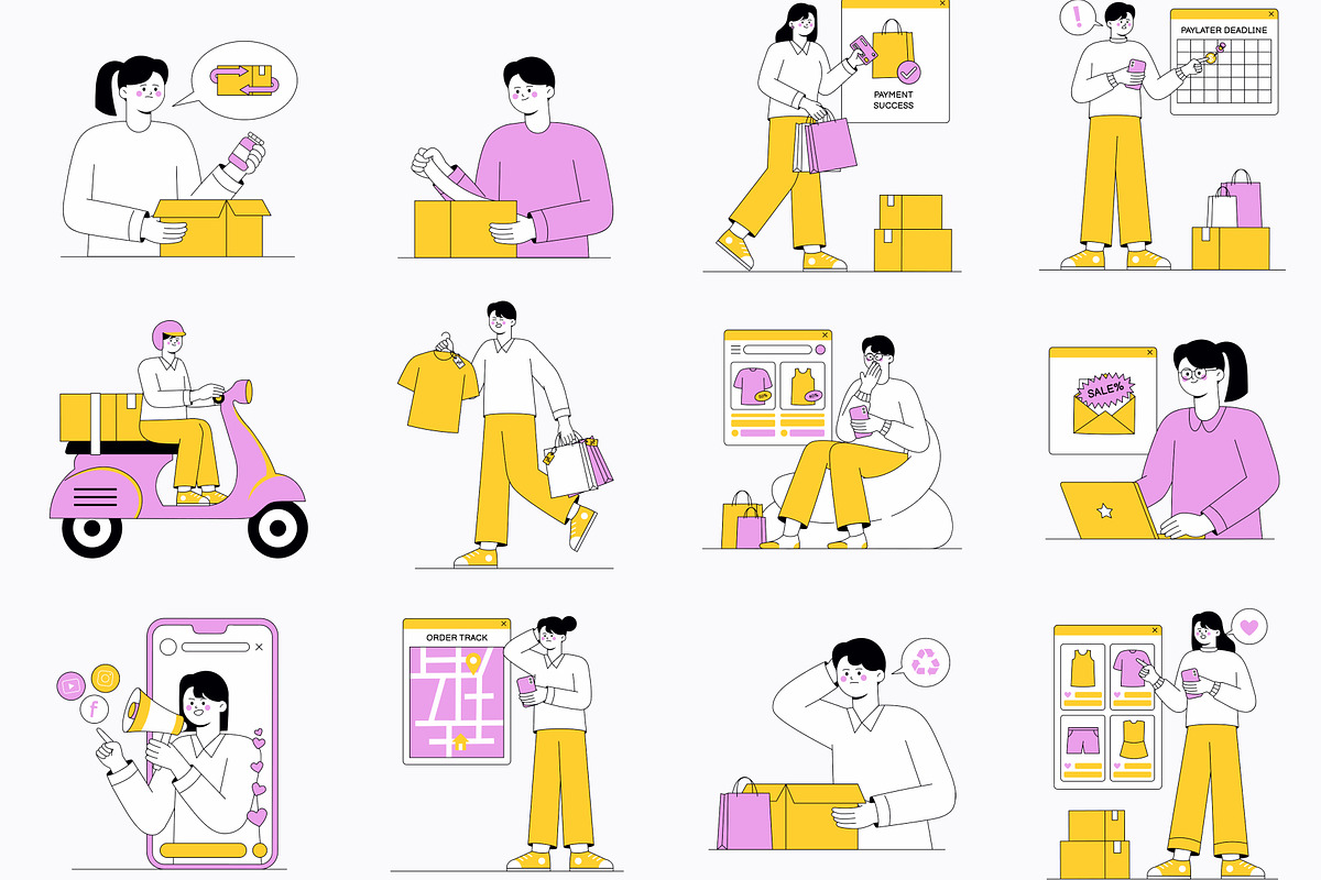 Shopping Illustration Pack, a Technology Illustration by orenjidesign (Photo 7 of 8)