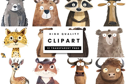 Watercolor Woodland Animal Clipart