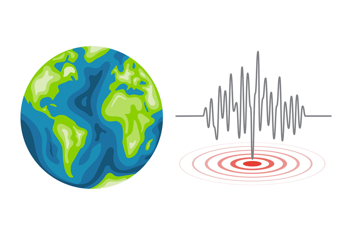 Illustration of earthquake waves, an Education Illustration by Saba Vector