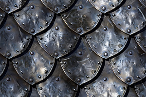 Seamless overlapping metal armor scales, resembling armor or decorative panels., a Texture Graphic by Textures & Backgrounds