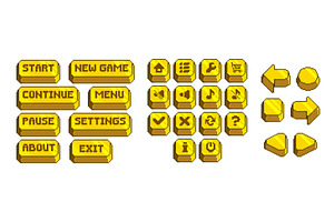 Pixel game buttons set isolated on, an Object Illustration by art PVP - market