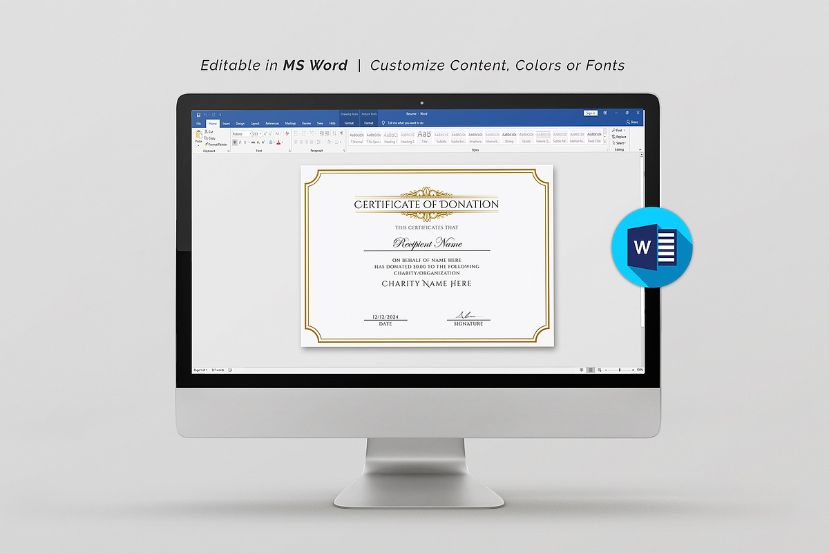 Donation Certificate, a Stationery Template by DesignDevisers (Photo 9 of 10)