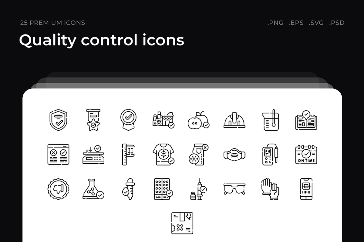 Quality control icons, an Outline Icon by Wencory