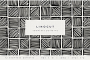 Linocut Seamless Patterns Set, a Pattern Graphic by Curly_Pat (Thumbnail 1 of 6)