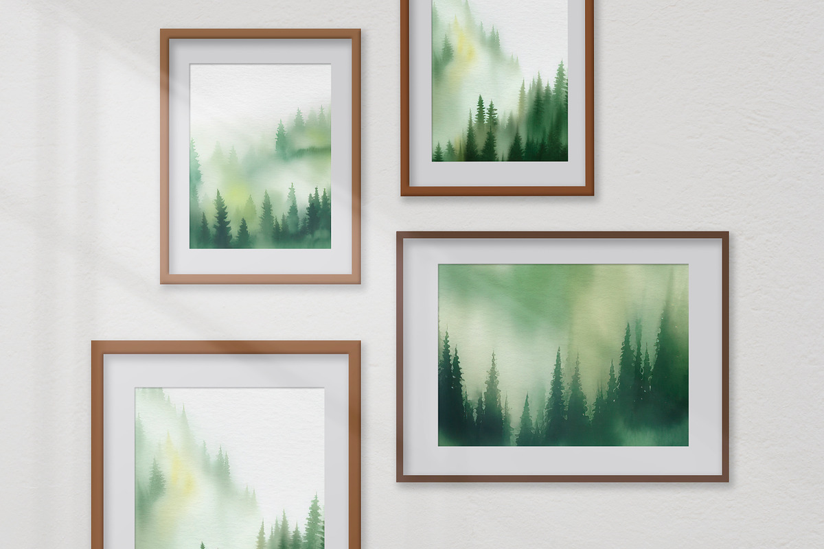 Foggy Forest Watercolor Set, an Illustration by AlineArtStore (Photo 4 of 13)
