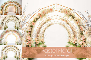 10 Pastel Floral Digital Backdrops