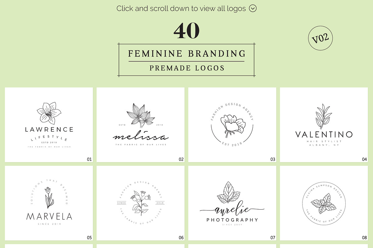 Feminine Branding Premade Logos V02, a Branding & Logo Template by XpertgraphicD (Photo 2 of 13)