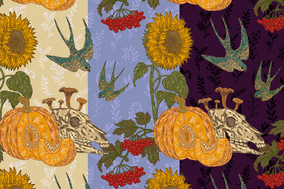 Gothic Autumn Harvest Folk Pattern, a Pattern Graphic by NayaChu (Photo 4 of 9)