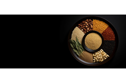 Grains plate. Generate Ai, a Food & Drink Photo by Ylivdesign
