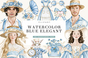 Watercolor Blue Elegant Clipart, an Object Illustration by BusyDaydesign (Thumbnail 1 of 9)