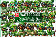 St. Patrick’s Day Dachshund Dog Png, an Illustration by Watercolor design (Thumbnail 1 of 4)