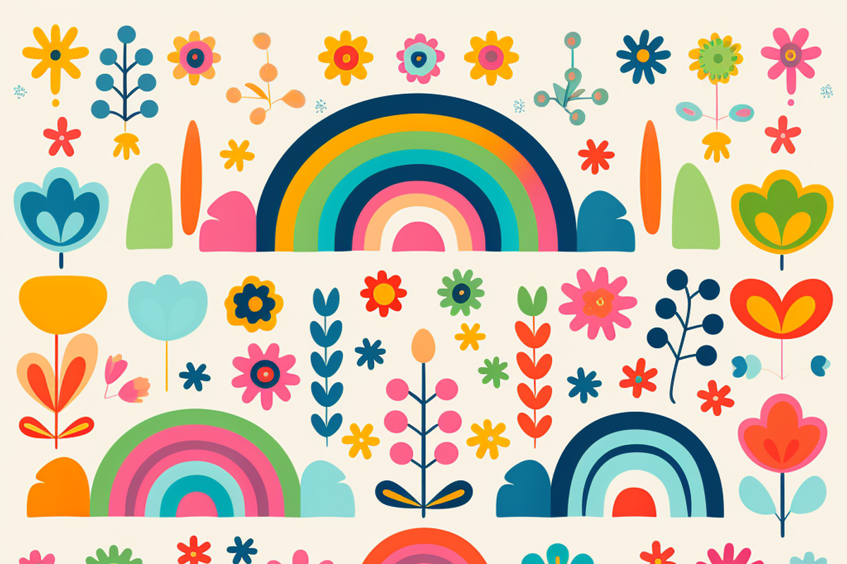 Folk Art Rainbow, a Background Graphic by Printable Treasure (Photo 3 of 6)