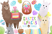 Easter Alpacas PNG clipart Set, an Animal Illustration by Art by Angele G (Thumbnail 1 of 3)