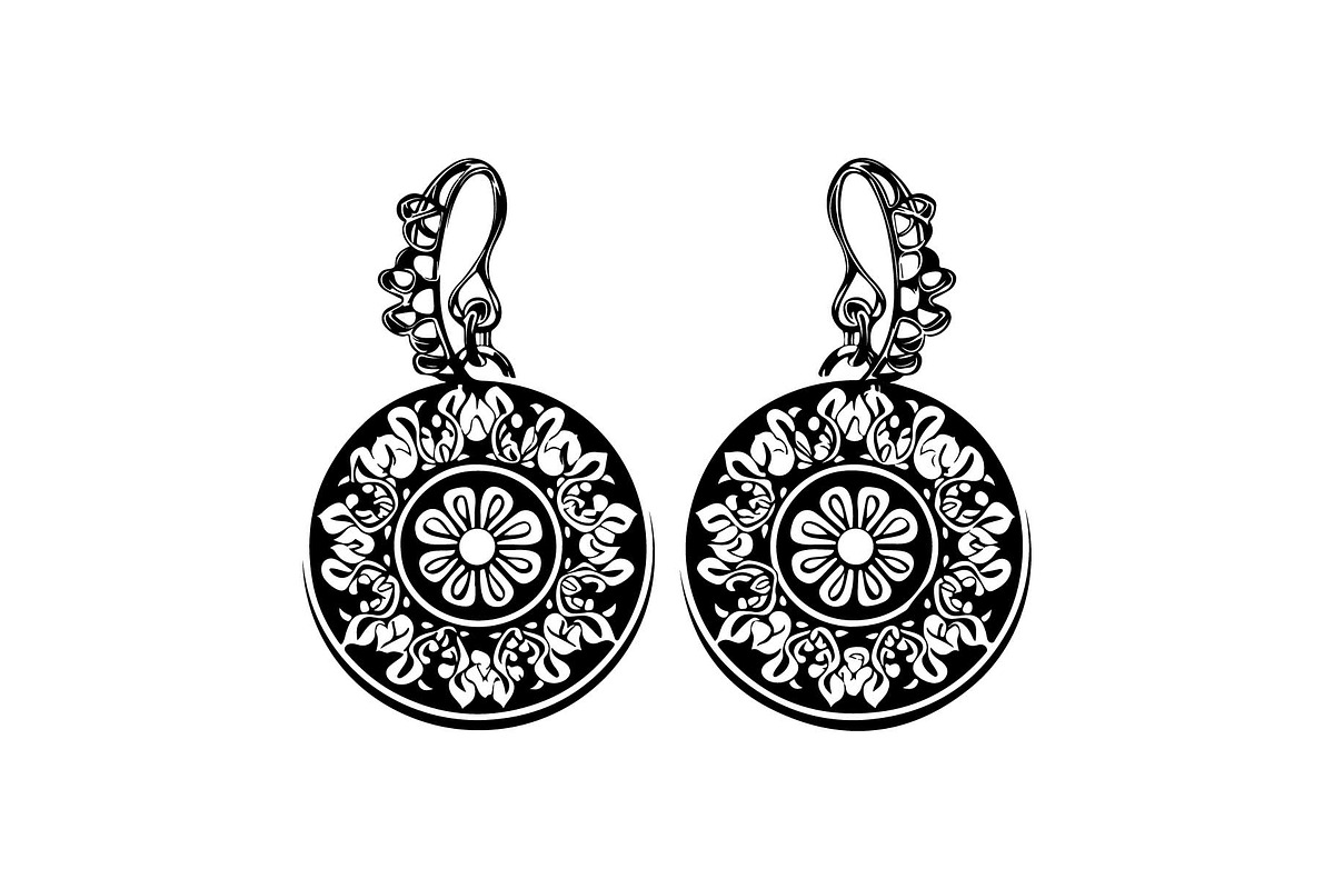 Round Filigree Earrings SVG Set, an Object Graphic by Creativeshirt (Photo 6 of 13)