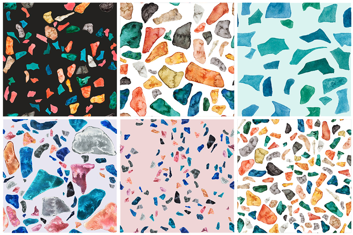 Watercolor Terrazzo Patterns, a Pattern Graphic by Slastick (Photo 6 of 6)