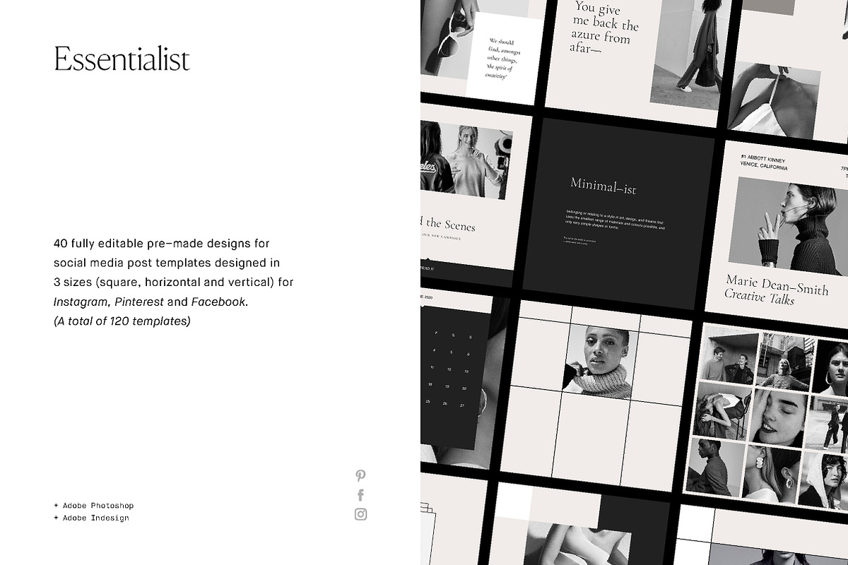 Essentialist Social Media Pack, a Social Media Template by T E M P L Y (Photo 1 of 12)