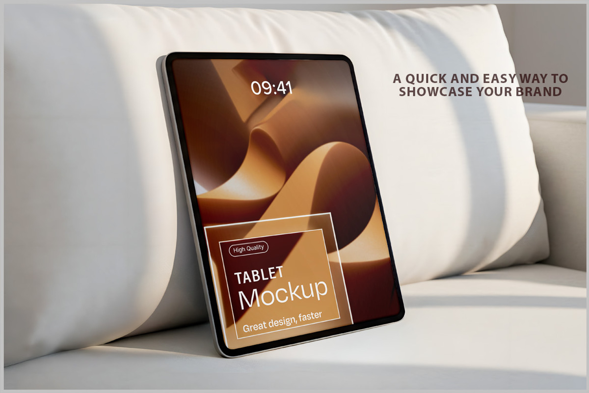 Tablet Mockup on Sofa PSD, an iPad Mockup by Bruno's Shop (Photo 2 of 4)