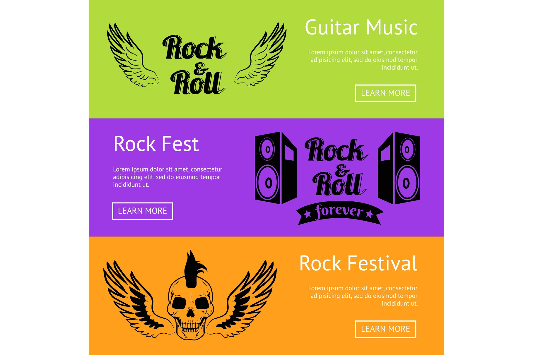 Rock Music Collection of Creative Colorful Posters | Illustrations