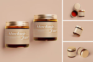 Metallic Cap Transparent Jar Mockups, a Cups & Container Mockup by Pikachudesign