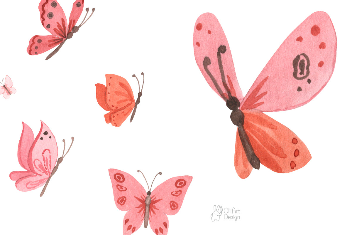 BUTTERFLIES clipart. Watercolor, an Illustration by OlliArtDesign (Photo 3 of 4)