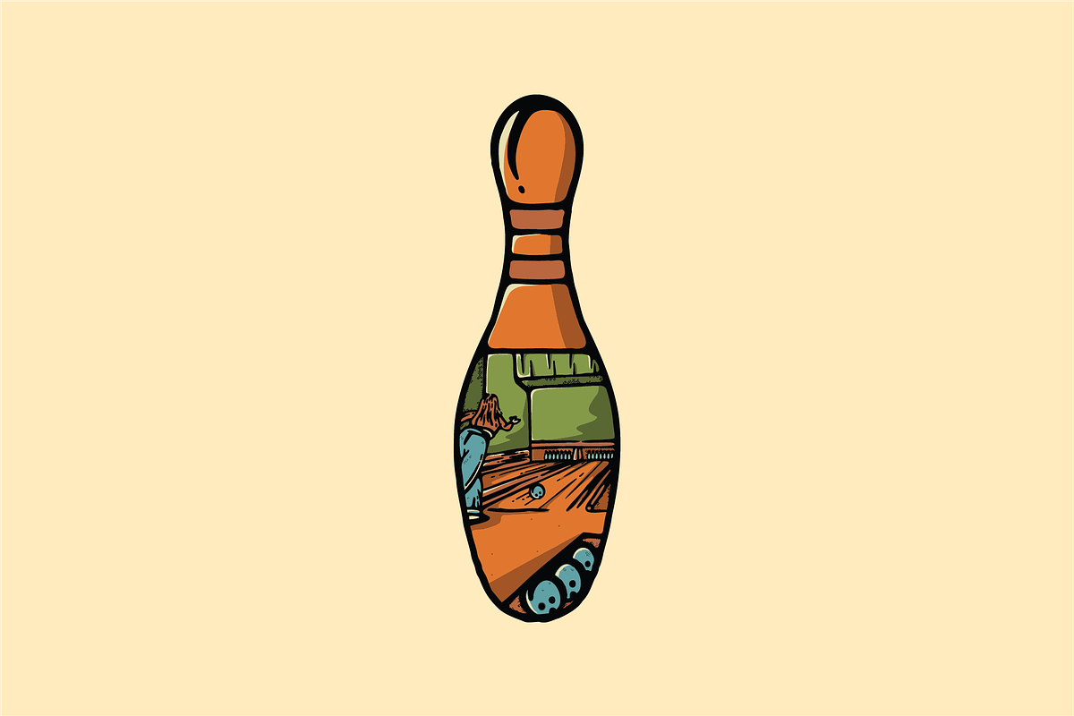 Bowling Pin with Scene, an Object Illustration by nomlimo.com (Photo 1 of 2)