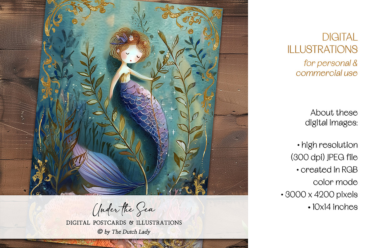 Under The Sea Digital Postcard Set, a Decorative Illustration by The Dutch Lady Designs (Photo 4 of 7)