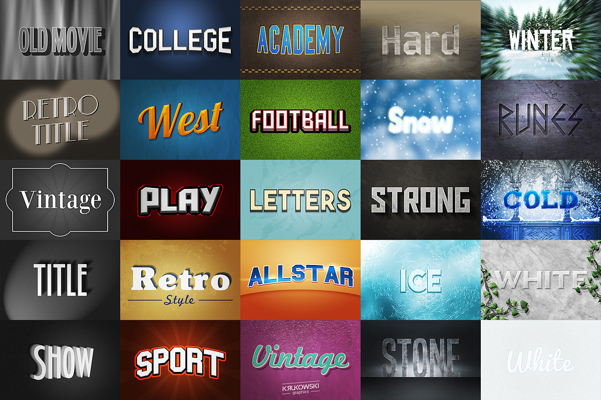 100 Text Styles PSD Effects Bundle, a Layer Style Add-On by Krukowski ...