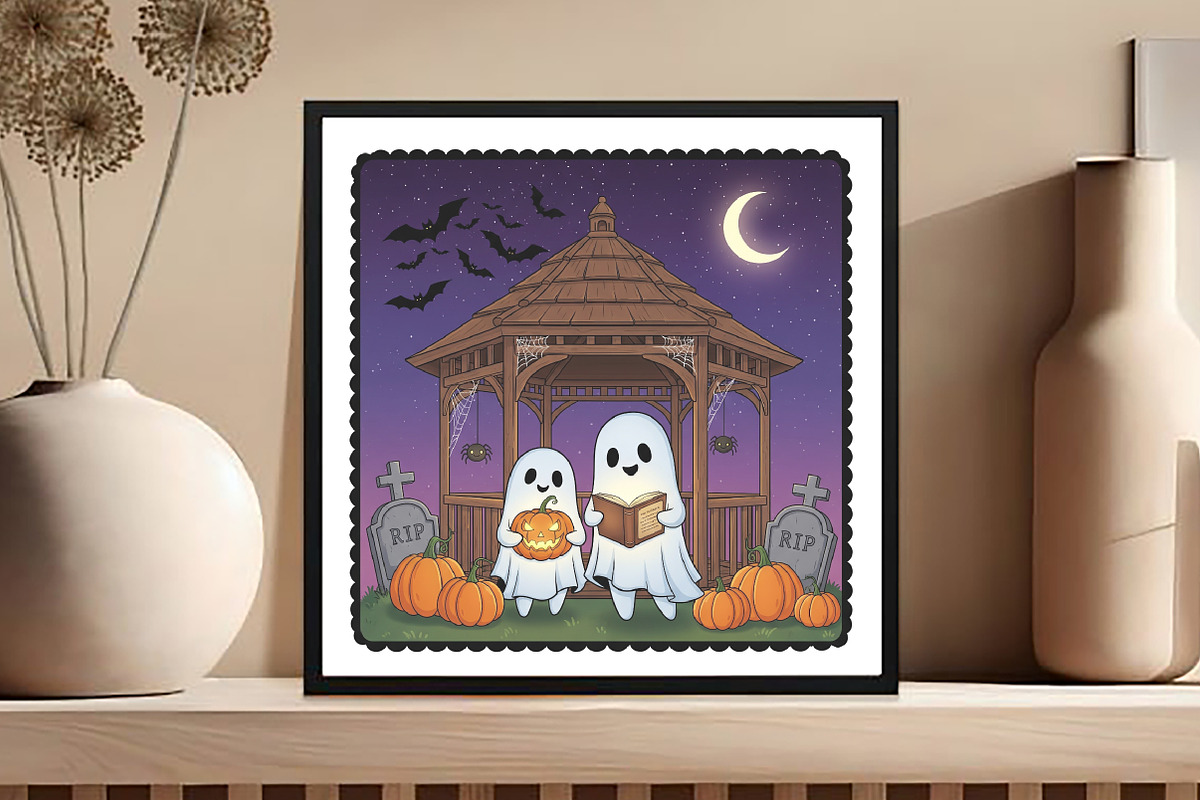 Halloween Ghouls Hand-Drawn Frame, an Illustration by Black Bird Studio (Photo 4 of 4)