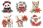 Christmas Animals and Poinsettia, an Illustration by Daily.Designs (Thumbnail 5 of 5)