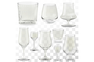 Set of realistic whiskey glasses