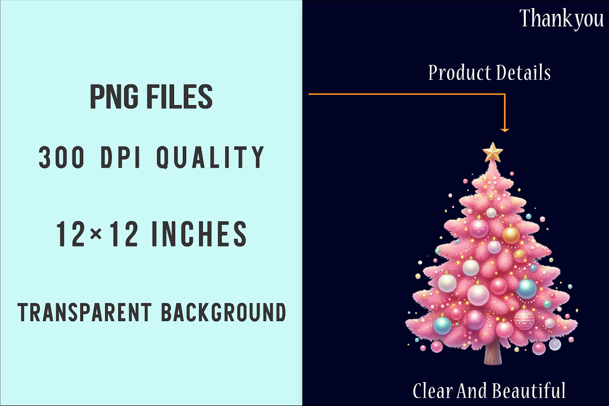 Pink Christmas Tree Clipart Bundle, an Illustration by SinaCreation (Photo 6 of 7)
