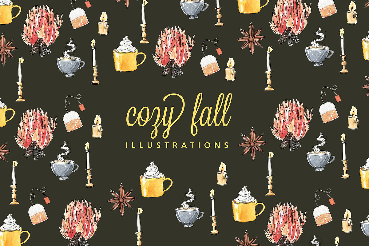 Cozy Fall Watercolor Illustrations, an Illustration by One and Only Paper (Photo 1 of 2)