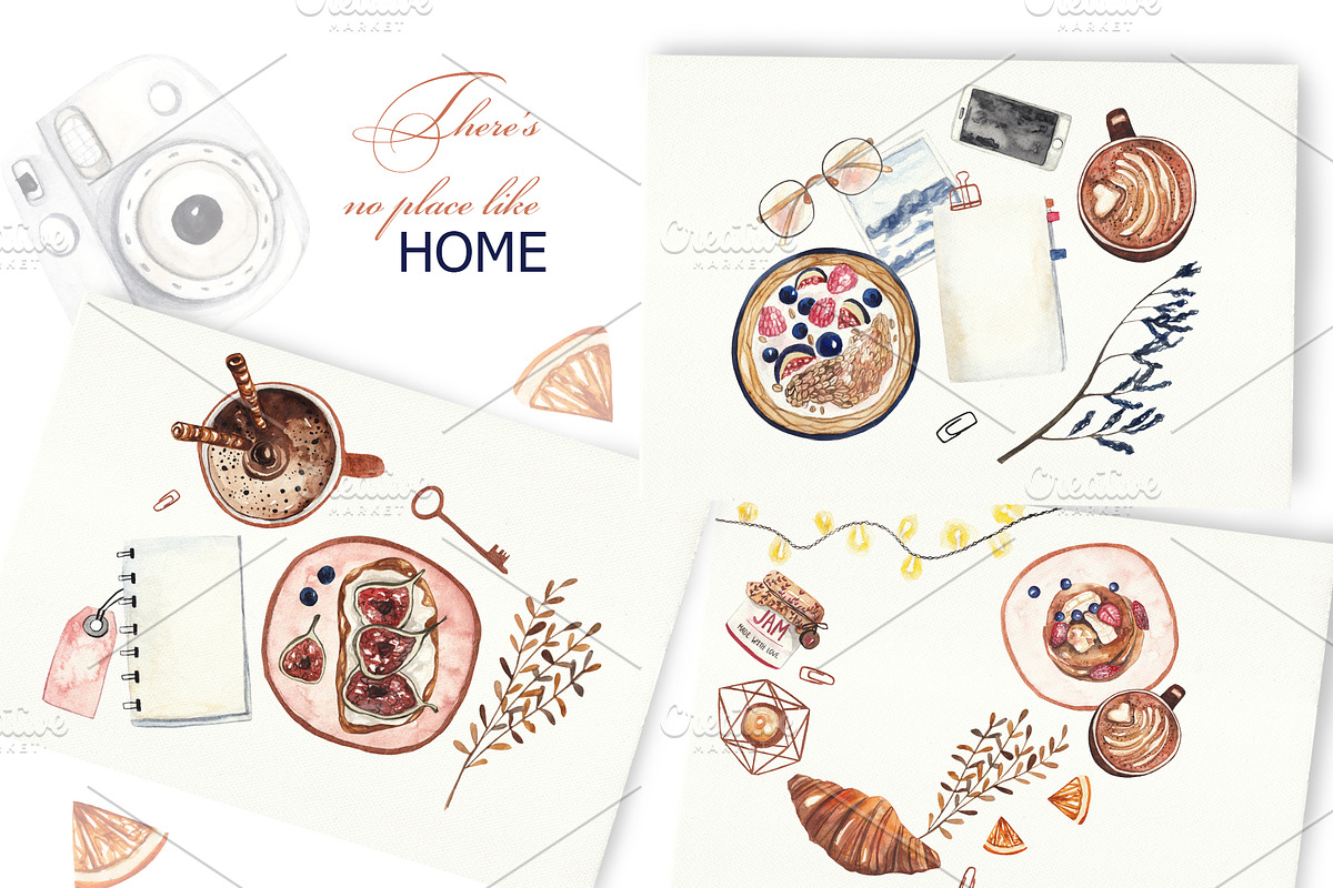 Breakfast Flatlay Collection, a Food Illustration by Scarlet Heath Art (Photo 9 of 12)