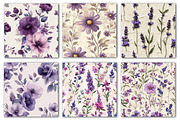 Purple Florals Digital Papers, a Texture Illustration by Dream Creation (Thumbnail 2 of 4)