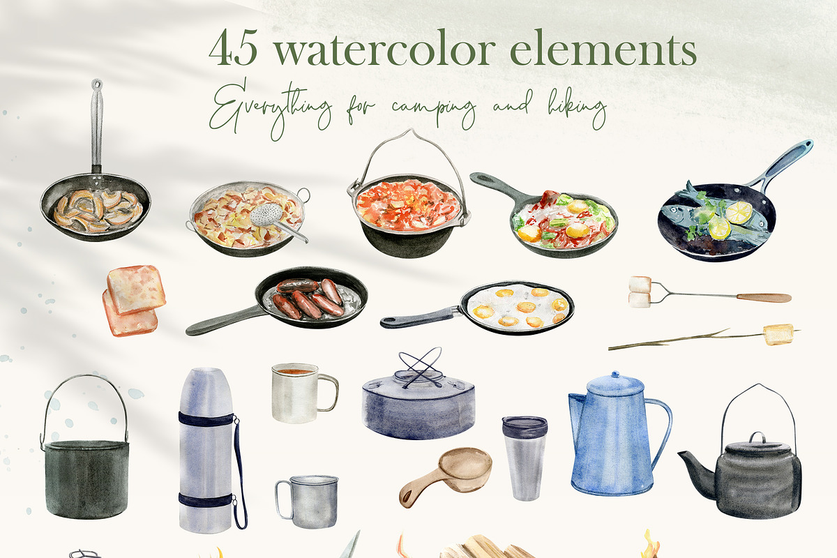 Watercolor Camping Clipart, a Person Illustration by NataliArkushArt (Photo 7 of 24)
