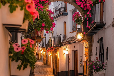 Romantic Alley in Spanish Village, an Architecture Photo by Virgo Studio