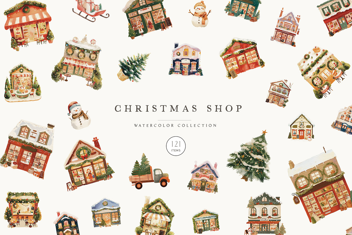 Christmas Shop, a Seasonal Illustration by heyiamalice (Photo 1 of 18)