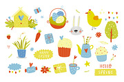 Happy Easter vector set with bunny, a Decorative Illustration by Barkova Nadya (Thumbnail 2 of 6)