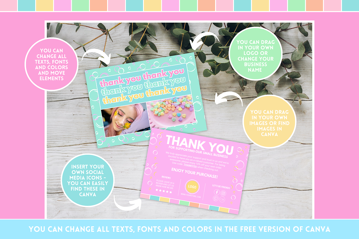Cute Thank You Card - Edit in Canva, a Card Template by SunshineStudioBoutique (Photo 8 of 10)