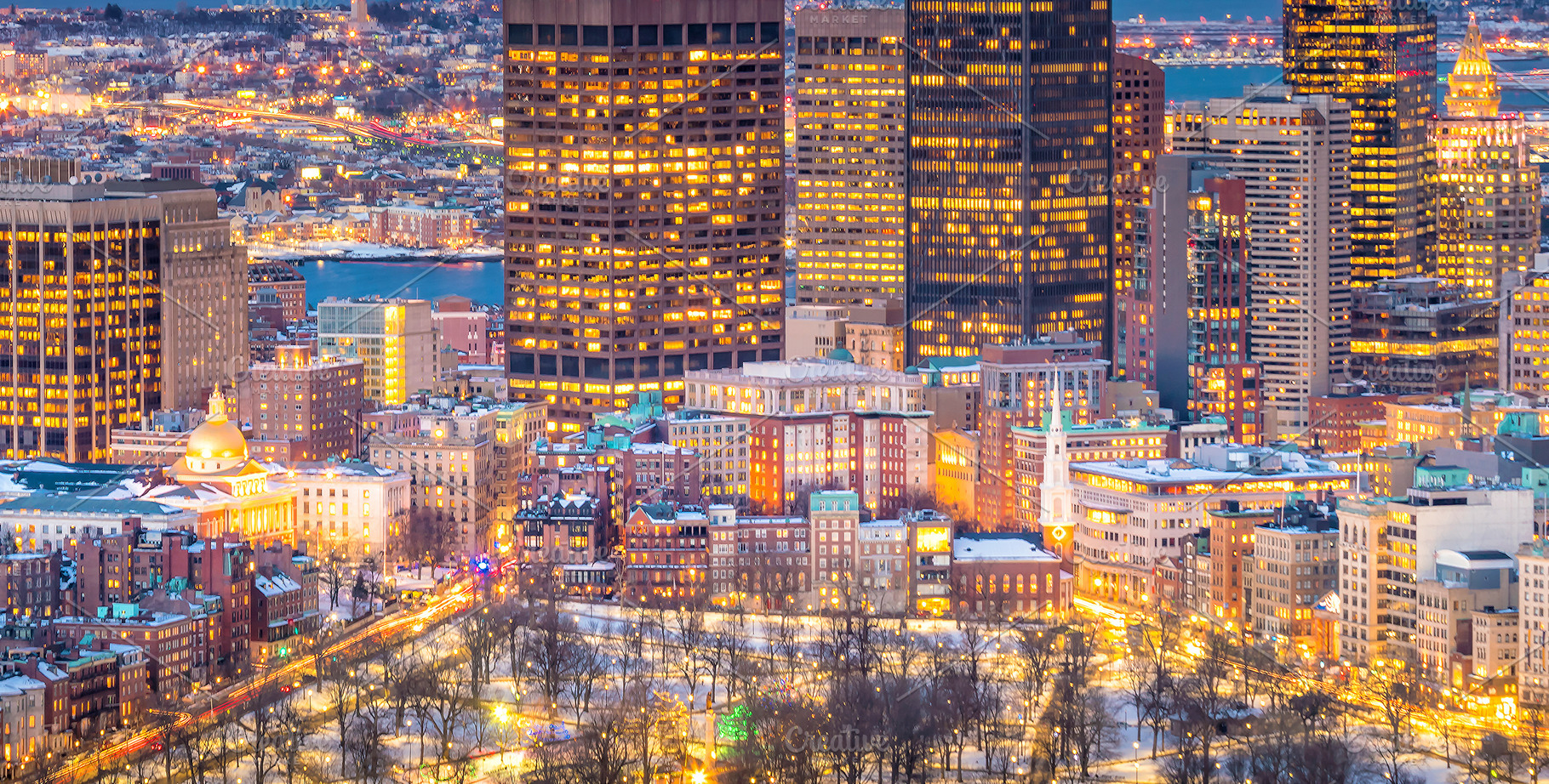 Boston downtown skyline from top vie, an Architecture Photo by f11photo