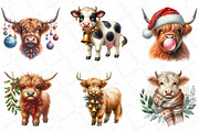 Christmas Highland Cow Clipart Bundl, an Illustration by DreamPrint404 (Thumbnail 2 of 4)