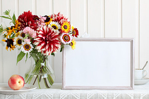 Summer mockup with flowers