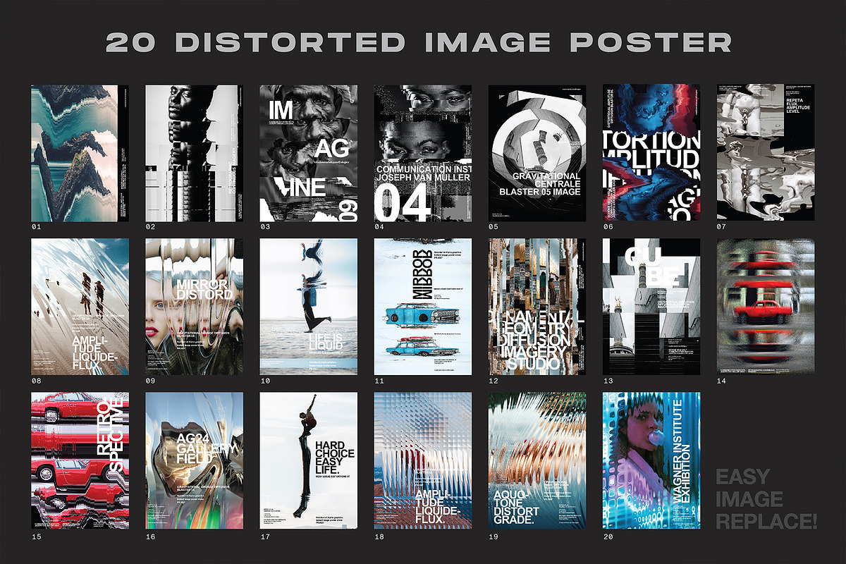 Distorted Image Posters, a Design Template by Evlogiev Studio (Photo 2 of 14)