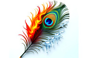Fire and Ice Peacock Feather, a Decorative Illustration by Sharon Schwalbe (Thumbnail 2 of 2)