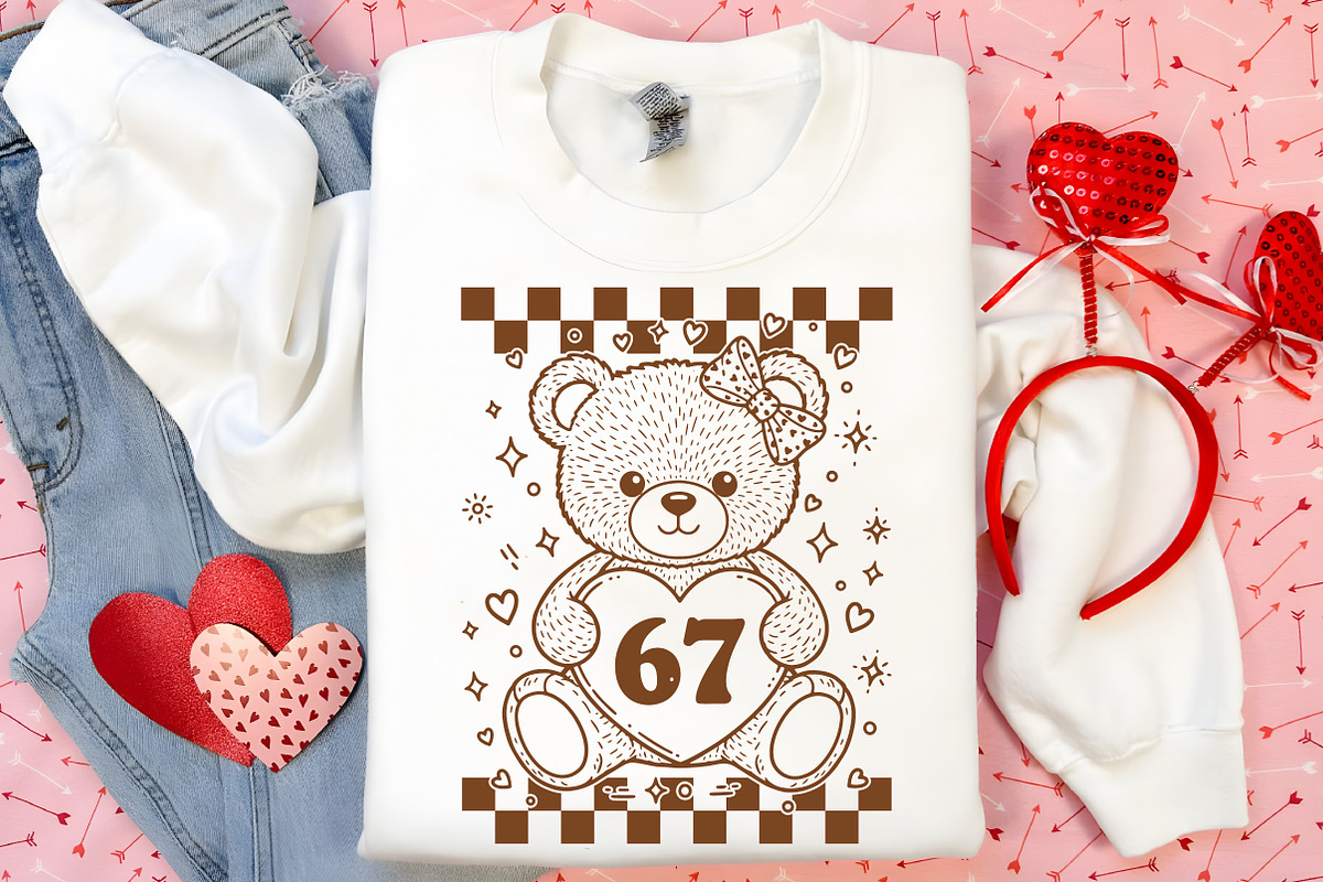 67 Valentines Teddy SVG, Valentine, an Illustration by Canvas Craft (Photo 4 of 7)
