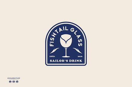 glass fish vintage logo design