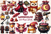 Cute Magic School Watercolor Clipart, an Illustration by Dream Creation (Thumbnail 1 of 6)