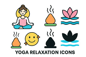 Yoga relaxation icons featuring a, an Object Illustration by ZinetroN